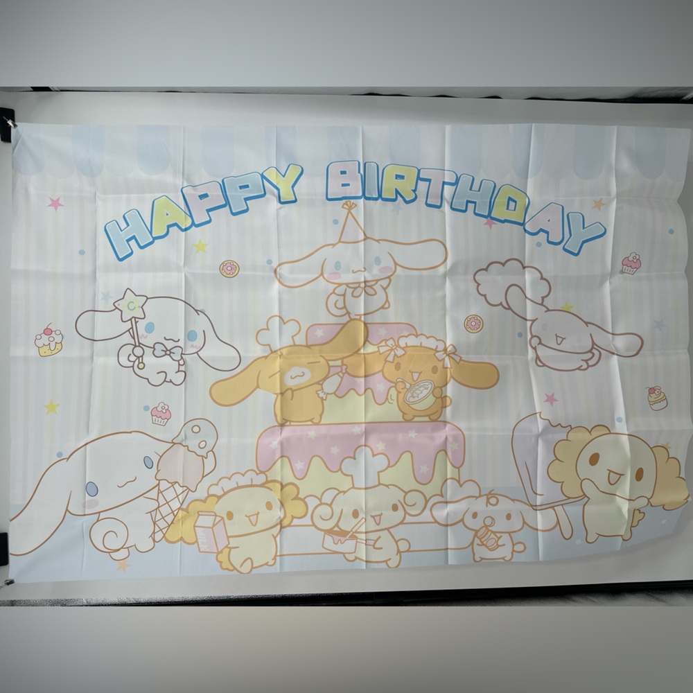 Cinnamoroll Happy Birthday Backdrop Banner 5x3Ft